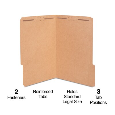 Staples® Reinforced Classification Folder, 2" Expansion, Legal Size, Kraft Brown, 50/Box (ST831073/831073)