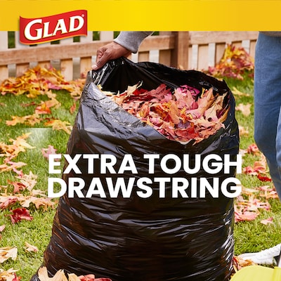 Glad Quick-Tie 39 Gallon Lawn & Leaf Bag, Black, 12 Total Bags (70028)