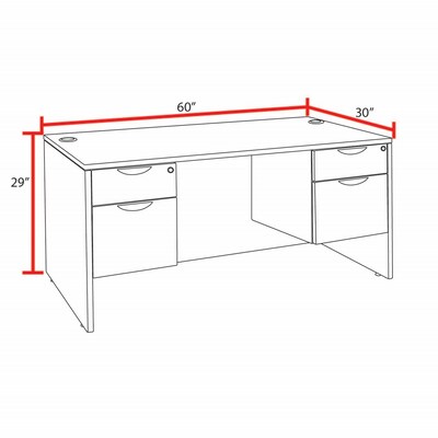 Regency Legacy 60 x 30 in. Office Desk with Double Pedestal Drawer Unit, Neo Walnut (LDP6030NW)