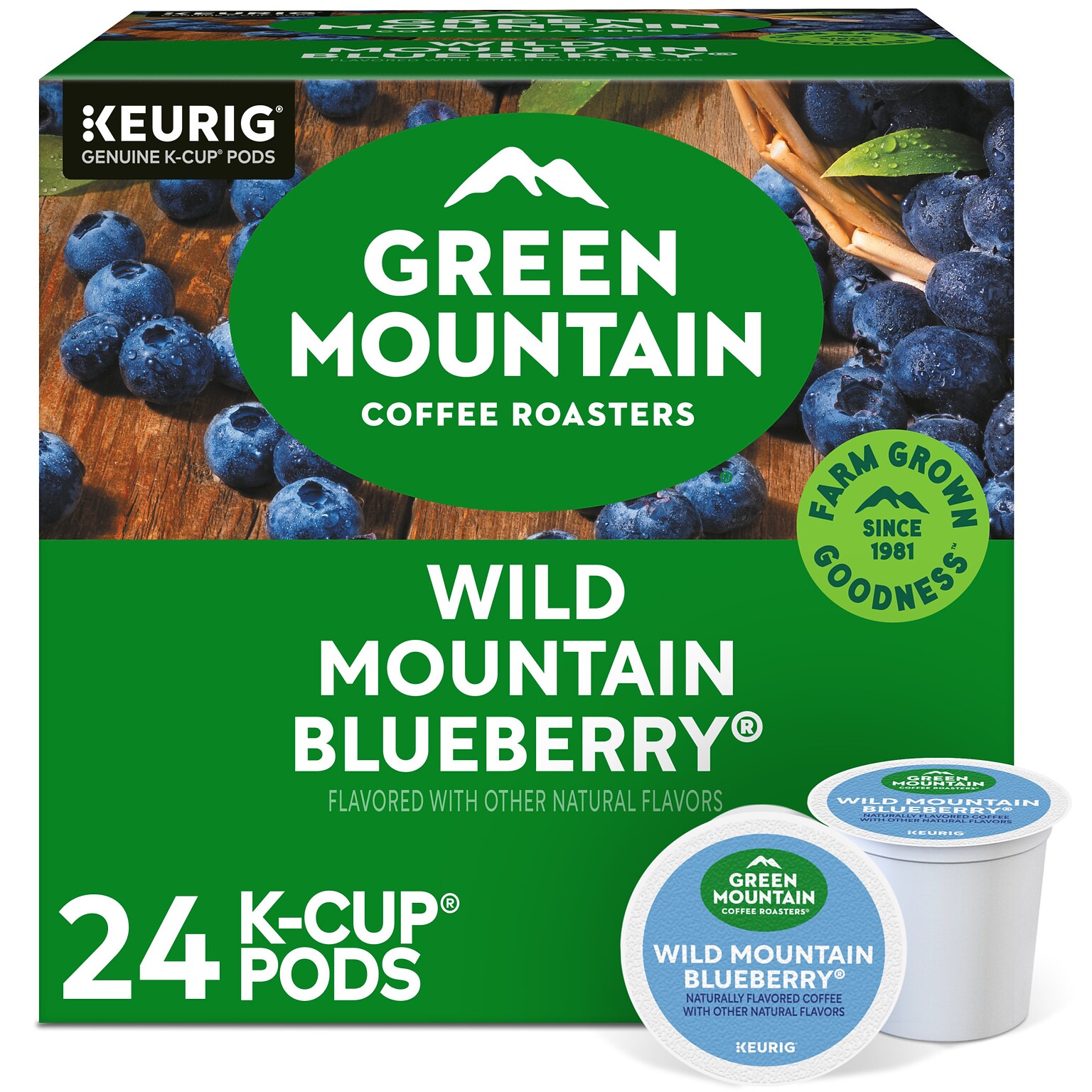 Green Mountain Wild Mountain Blueberry Coffee Keurig® K-Cup® Pods, Light Roast, 24/Box (6783)
