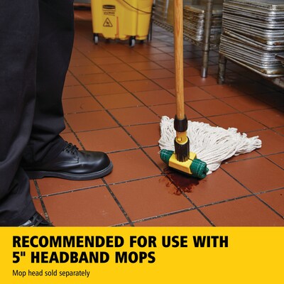 Rubbermaid Gripper 60" Wood Wet Mop Handle, Yellow/Natural (FGH216000000)