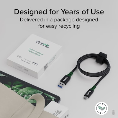 Plugable 3.3' USB-C to USB-A Cable, Black (USBC-A1M)