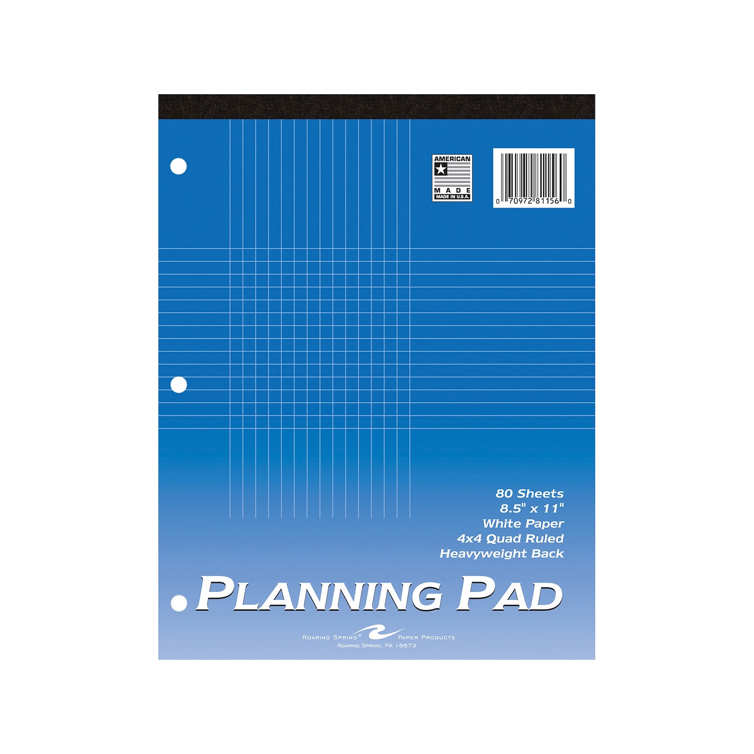 Roaring Spring Paper Products Planning Pad, 8.5 x 11, Graph-Ruled, Blue, 80 Sheets/Pad, 24 Pads/Carton (81156CS)