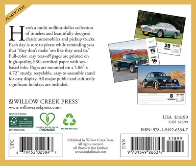 2027 Willow Creek Classic Cars & Trucks 6.2 x 5.4 Daily Day-to-Day Calendar, Assorted Colors (63347)
