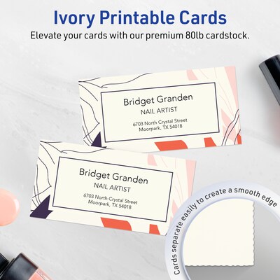 Avery Business Cards, 1-3/4 x 3-1/2 , Matte Ivory, 80/Pack (95285)