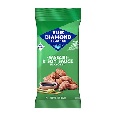 Blue Diamond Wasabi & Soy Sauce Almonds, 4 oz., 12 Bags/Pack (BLU09931)