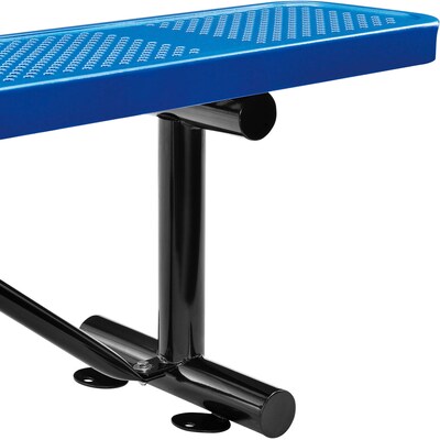 Global Industrial 8' Outdoor Steel Flat Bench, Perforated Metal, Blue (262076BL)