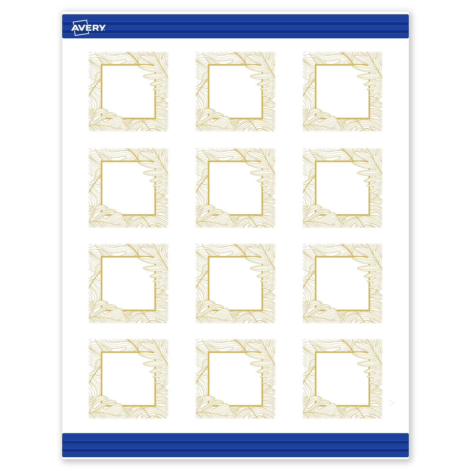 Avery Gold Florals Matte Blank Card, White, 120/Pack (S00-EW1)