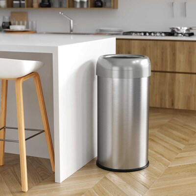 iTouchless Stainless Steel Open Top Trash Can, Silver, 16 gal. (OL16STR)