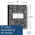 Roaring Spring Paper Products 1-Subject Composition Notebooks, 7 x 8.5, Wide Ruled, 48 Sheets, Bla