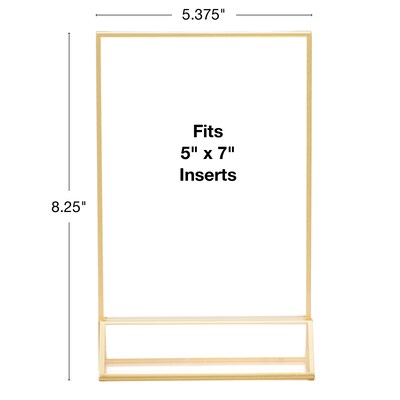 Excello Global Products Generic Holder, 5 x 7, Vertical, Desktop/Countertop, Gold Acrylic (SGNH-GT-5X7)