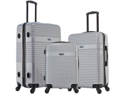 InUSA Resilience 3-Piece Hardside Spinner Luggage Set, Silver (IURESSML-SIL)