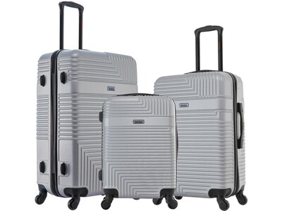 InUSA Resilience Polycarbonate/ABS 3-Piece Luggage Set, Silver (IURESSML-SIL)