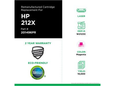 Clover Imaging Group Remanufactured Magenta High Yield Toner Cartridge Replacement for HP 212X (W2123X)
