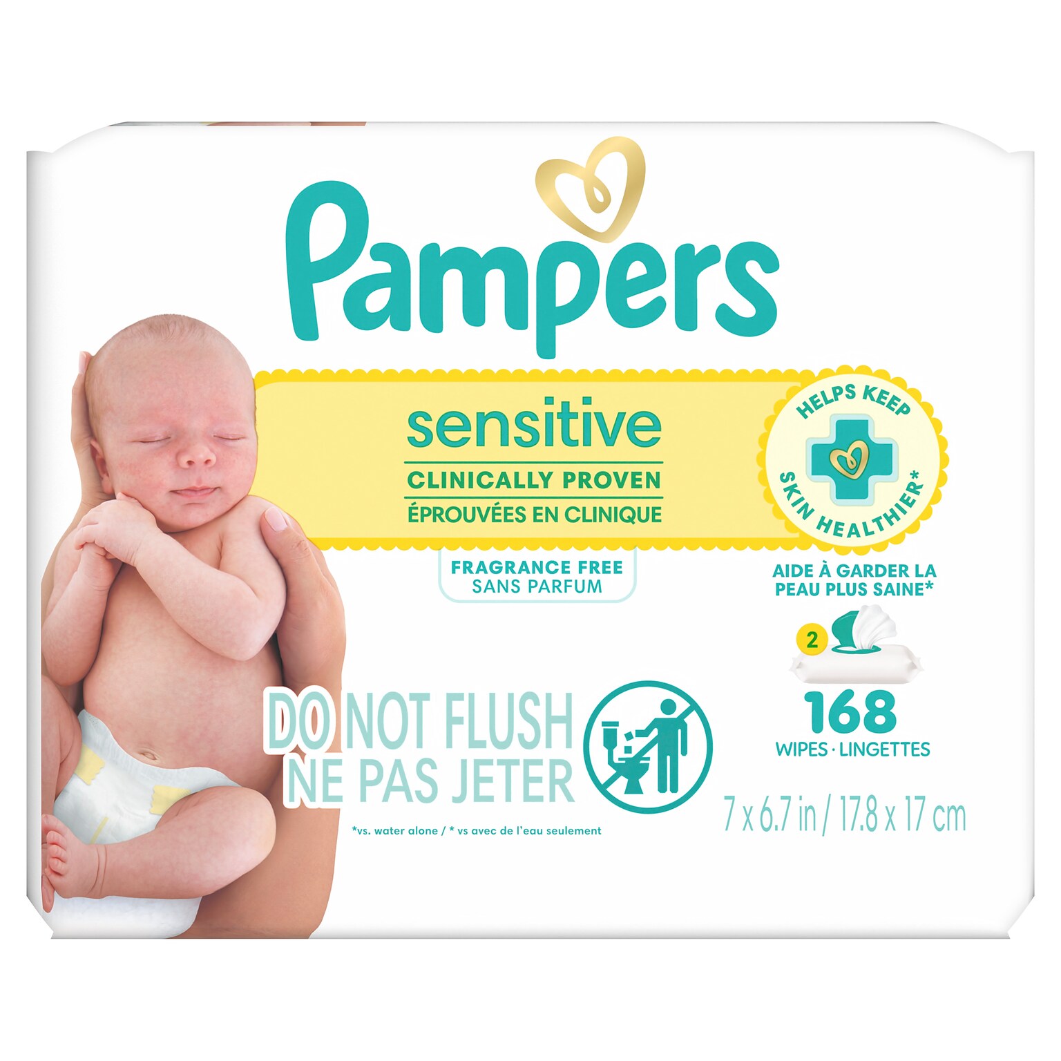 Pampers Sensitive Baby Wipes, 2 Flip-Top Packs, 168 Total Wipes (870870)