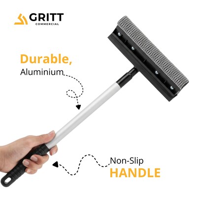 Gritt Commercial Telescoping  8" Window Squeegee & Washer, Silver/Black, 12/Carton (GRI185-8-39-12P)