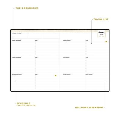 2026 Blue Sky Day Designer 10 x 8 Weekly & Monthly Personal Organizer, Faux Leather Cover, Black  (154650)