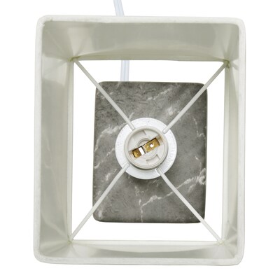 Simple Designs Petite Marbled Ceramic Table Lamp Fabric Shade, Black with White Shade (LT2071-BAW)