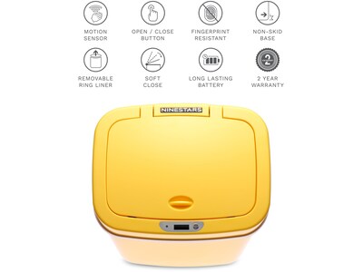 Nine Stars Plastic Sensor Trash Can, 3.2-Gallon, Yellow (DZT-12-5YL)