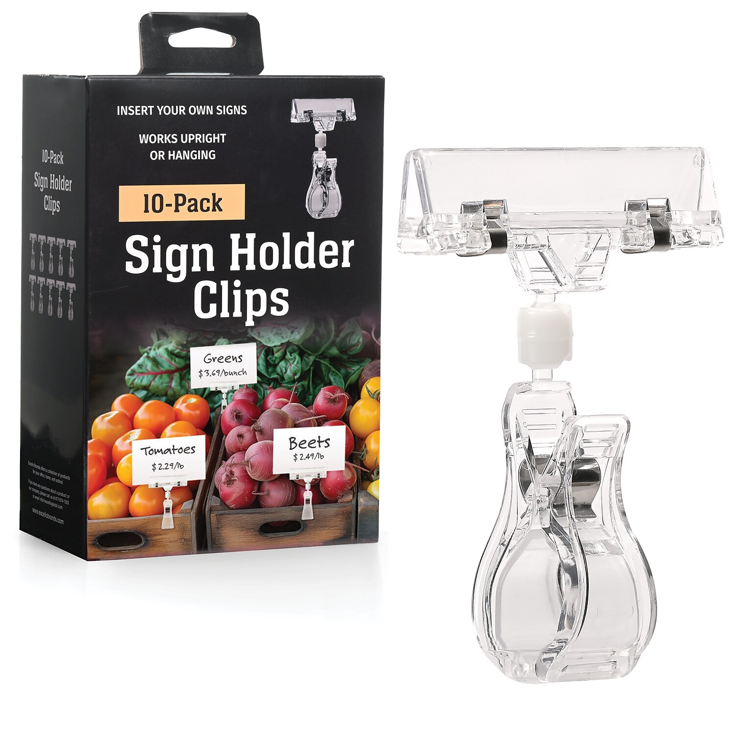 Global Printed Products Card Holder, 3.125 x 2 , Clear Plastic, 10/Pack (CLIP-10PK)