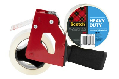 Scotch Heavy Duty Shipping Packaging Tape with Heavy Duty Dispenser, 1.88 x 54.6 yds., Clear, 2-Pac