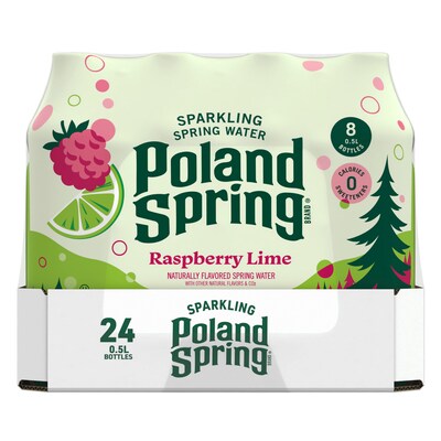 Poland Spring Raspberry Lime Sparkling Purified Water, 16.9 oz., 24/Carton (12349573/122058)