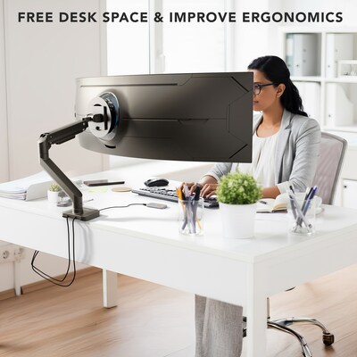 Mount-It! ProFlex Adjustable Heavy-Duty Single Monitor Mount with Gas Spring Arm, Fits 17"– 49" Ultrawide Monitors, Matte Black