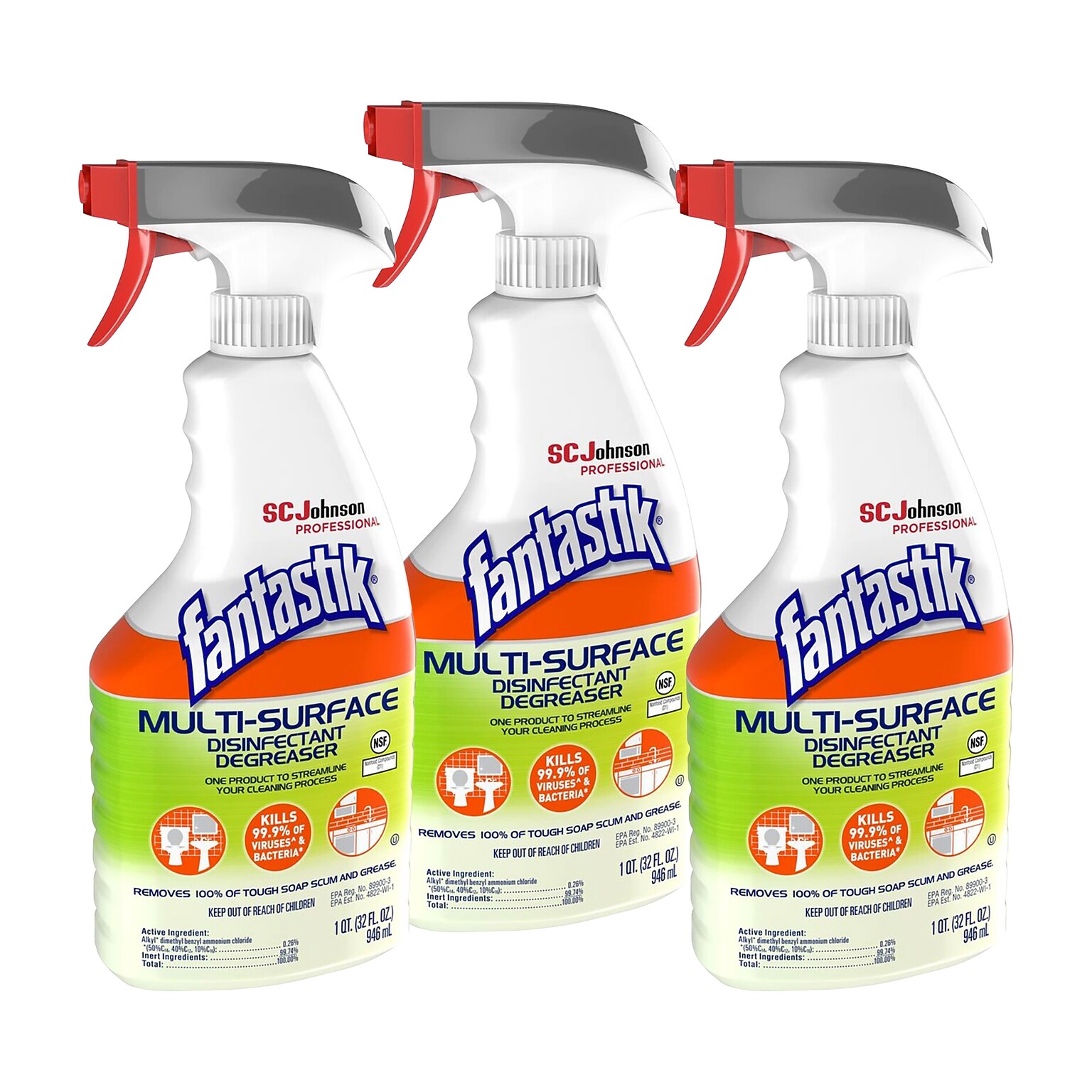 Fantastik Multi-surface Disinfectant Degreaser, 32 Oz., 3 Pack