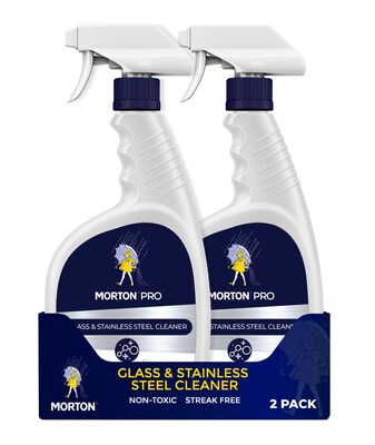 Morton Pro Nontoxic Glass & Stainless Steel Cleaner, 32 oz. Spray Bottle, 2/Pack (LM32SG2PK)