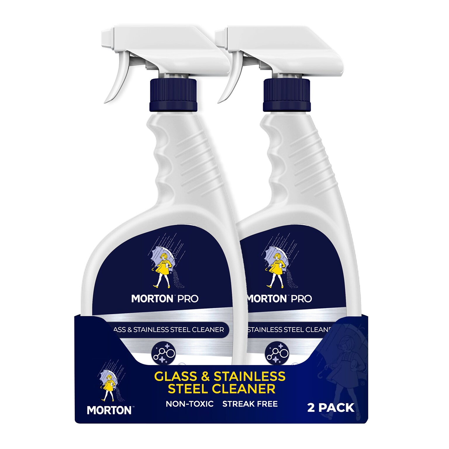 Morton Pro Nontoxic Glass & Stainless Steel Cleaner, 32 oz. Spray Bottle, 2/Pack (LM32SG2PK)