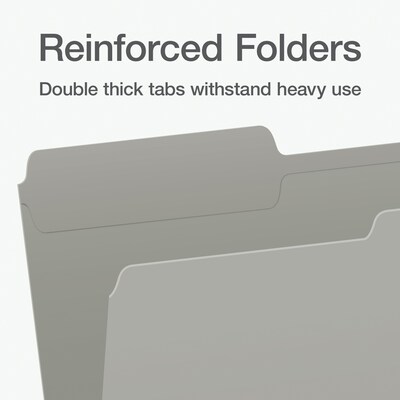 Pendaflex Heavy Duty File Folder, 1/3-Cut Tab, Assorted, Legal Size, Gray, 100/Box (1007032)