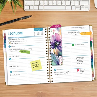 2027 Excello Brands Fashion Planner 8.5 x 11 Calendar Year Weekly & Monthly, Hardcover, Rainbow Floral
