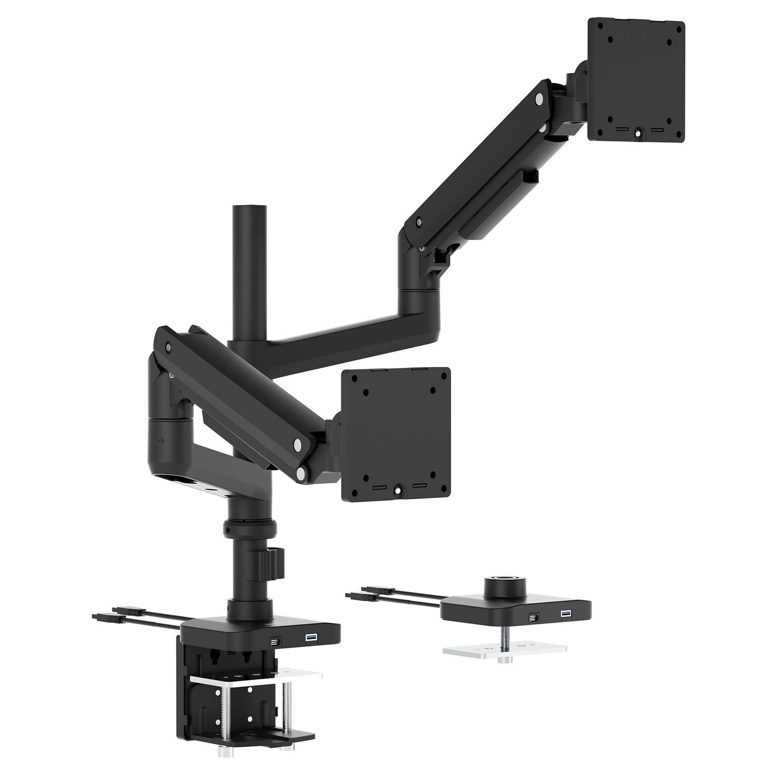 Mount-It! ProFlex Adjustable Heavy-Duty Dual Monitor Mount with Pole & Gas Spring Arms, Fits 17– 49 Ultrawide Screens, Black
