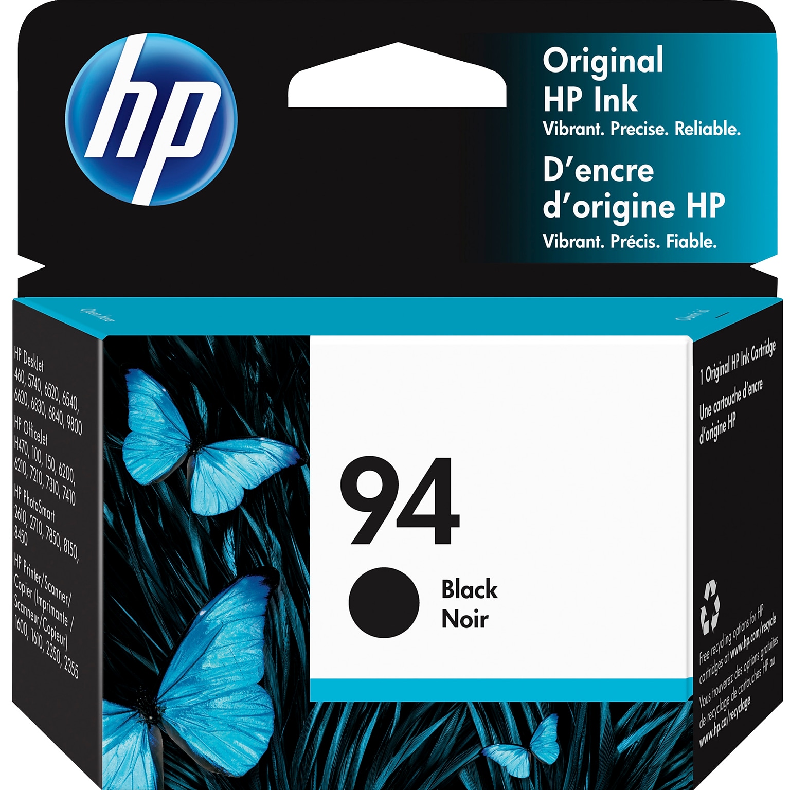 HP 94 Black Standard Yield Ink Cartridge, Prints Up to 480 Pages (C8765WN#140)