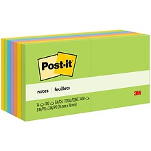 Post-it Notes, 3 x 3, Floral Fantasy Collection, 100 Sheet/Pad, 14 Pads/Pack (65414AU)