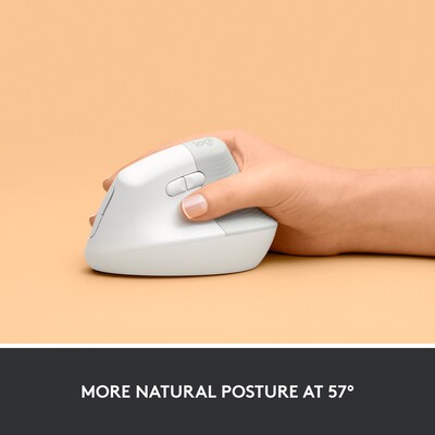 Logitech Lift for Business Wireless Ergonomic Vertical Optical Bluetooth & USB Mouse, Off-White (910-006469)