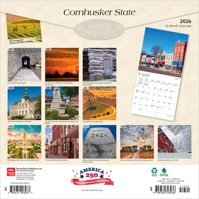 2026 BrownTrout Cornhusker State Nebraska Places 12 x 12 Monthly Wall Calendar (9798330703036)