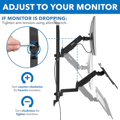 Mount-It! Adjustable Monitor Wall Mount Workstation, Up to 32", Black (MI-7991)
