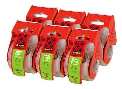 Scotch Sure-Start Shipping Packing Tape, 1.88W x 22.2 Yards, Clear, 6-Pack (145-6)