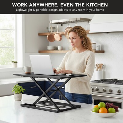 Mount-It! 32" W Rectangular Adjustable Metal Standing Desk Converter, Black (MI-7929BLK)