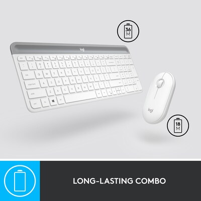 Logitech MK470 Slim Wireless Keyboard and Mouse Combo, Off-White (920-009443)