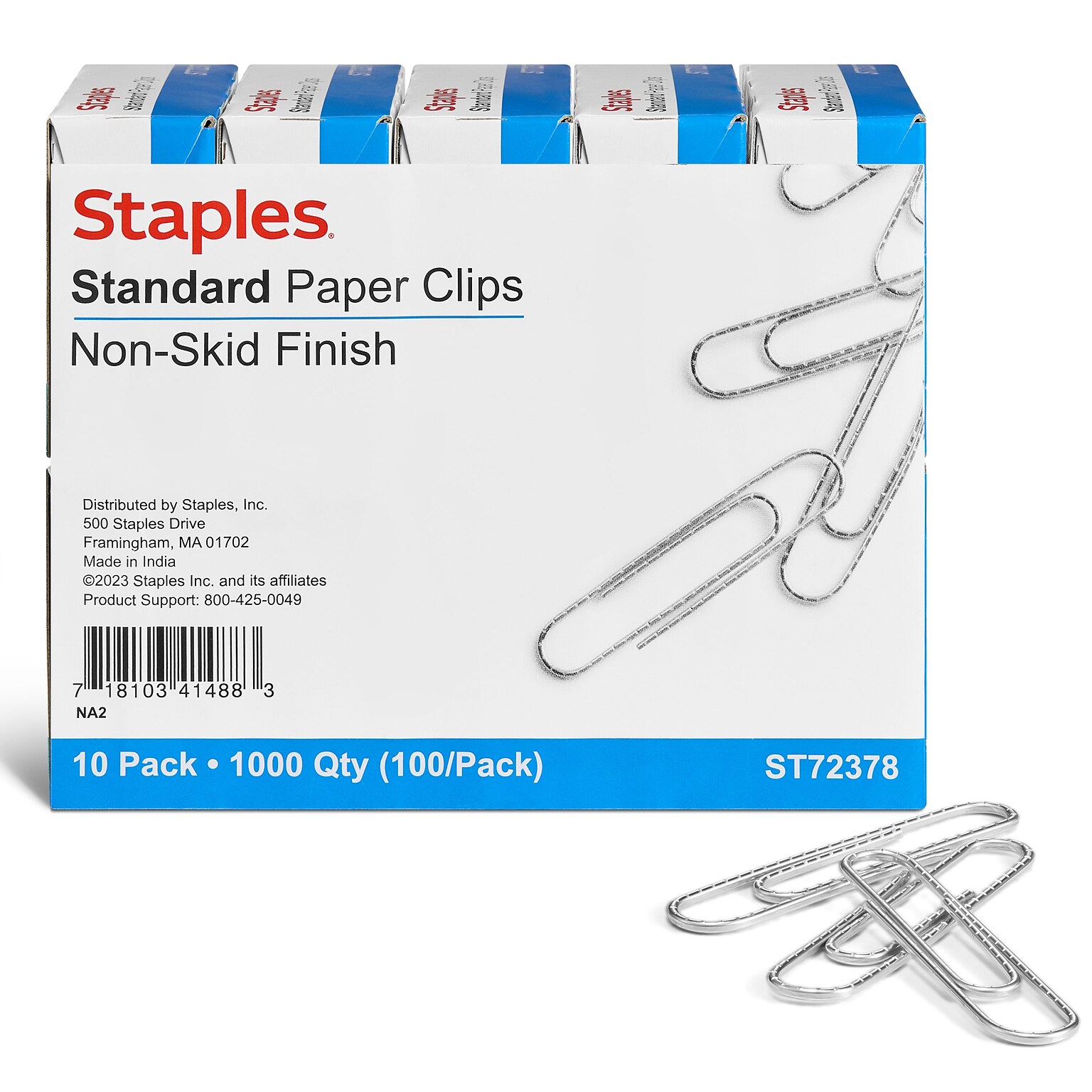 Staples® #1 Size Nonskid Paper Clips, Silver, 1,000/Pack (A7026599A)