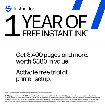 HP OfficeJet Pro 8139e Wireless Color All-In-One Printer, Scan, Copy, Fax, 1 Year Free Instant Ink, AI Enabled (40Q51A)