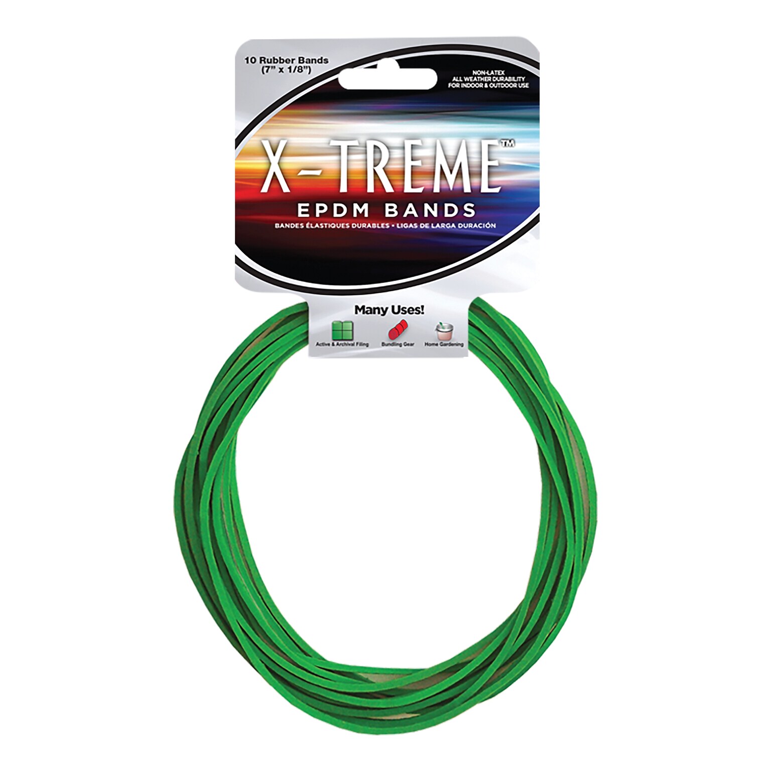 Alliance X-Treme EPDM Multi-Purpose #117B Rubber Bands, 7 x 1/8, Non-Latex, Lime Green, 10/Pack (02003)