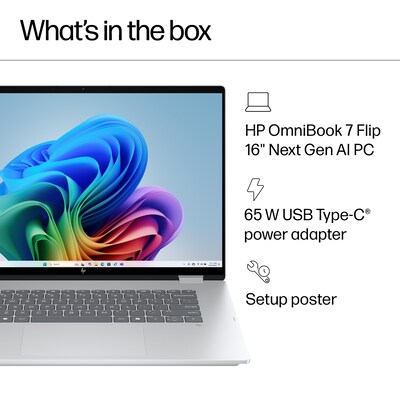 HP OmniBook 7 Flip 16" FHD 2-in-1, Copilot+ PC, Intel Core Ultra 5, 16GB RAM, 512GB SSD,+ 23 hours battery, Windows 11 Home
