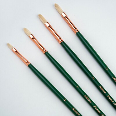 Silver Brush Natural Hog Bristle, Grand Prix Multilength Filbert Brushes, 4/Pack (SLVGP1080)