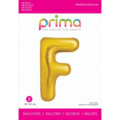 Party City (Air-Filled) 16 F Foil Balloon, Gold, 2/Pack (AM60050219-19)