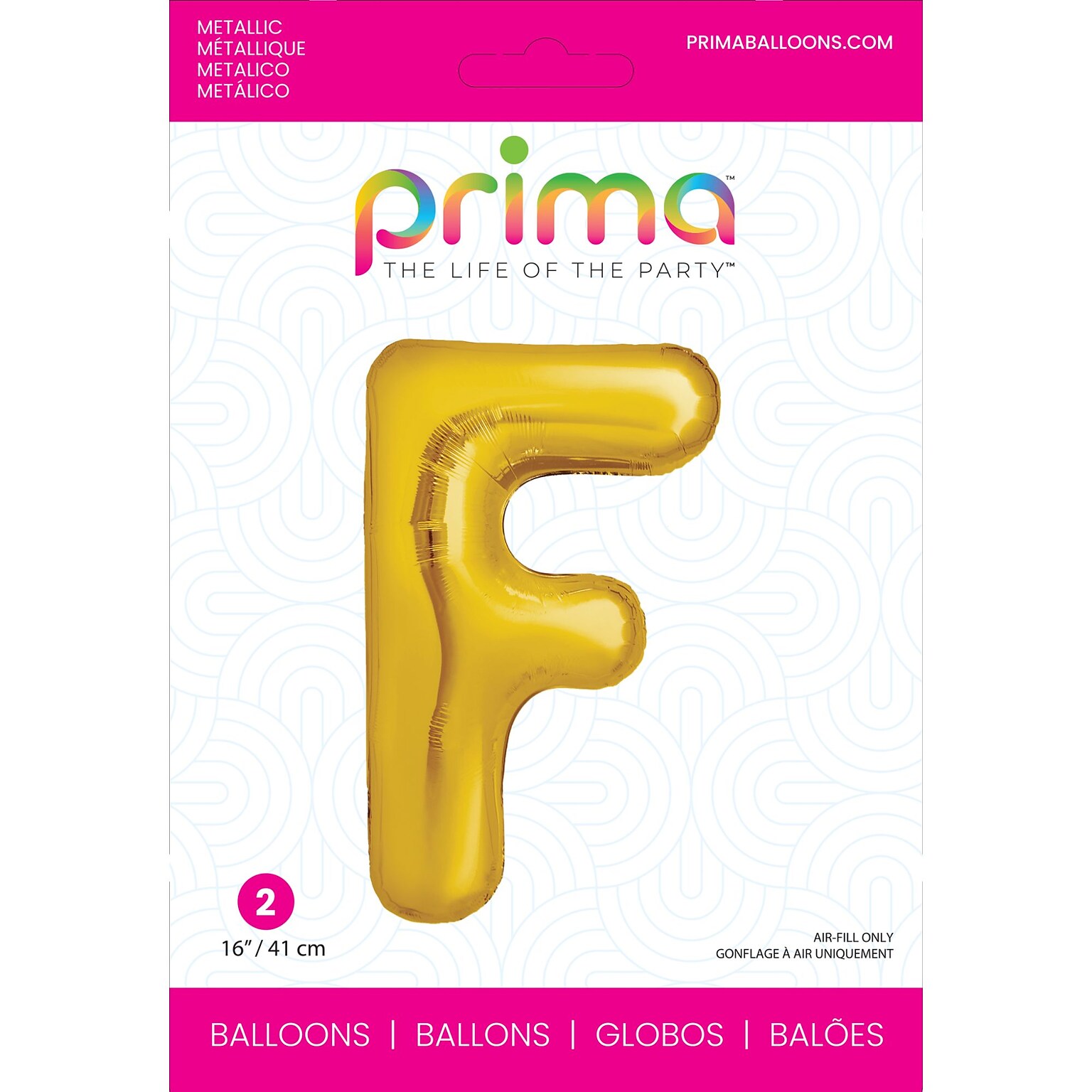 Party City (Air-Filled) 16 F Foil Balloon, Gold, 2/Pack (AM60050219-19)