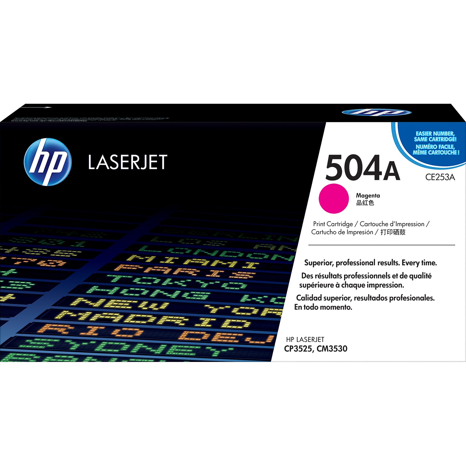 HP 504A Magenta Standard Yield Toner Cartridge, Prints Up to 7,000 Pages (CE253A)
