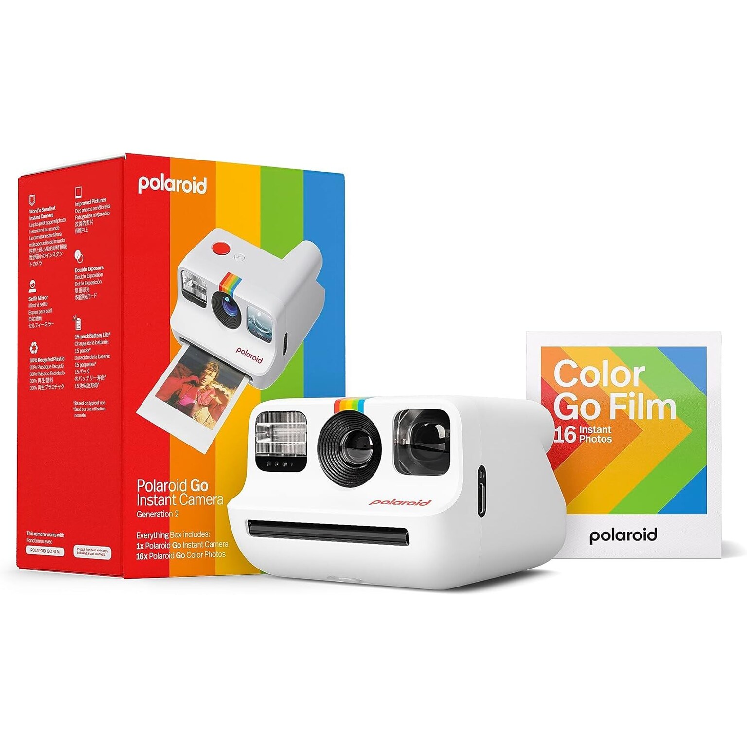 Polaroid Go Generation 2 Everything Box - Mini Instant Camera and Film Bundle (16 Photos Included) - White(6282)
